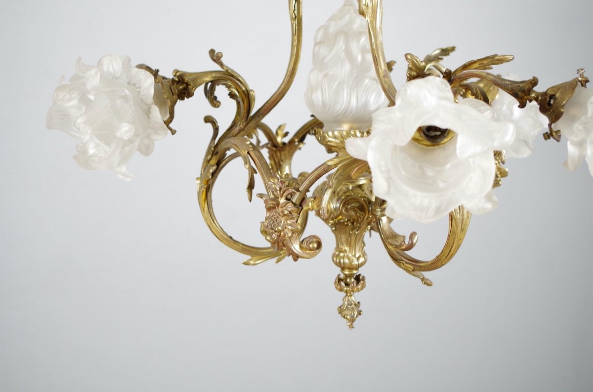 Louis XV Style Gilt Bronze Chandelier-photo-4