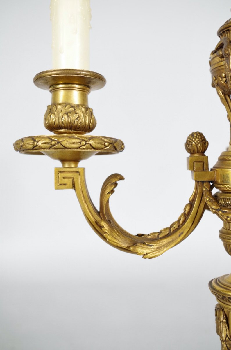 Louis XVI Style Candelabra Gilt Bronze-photo-4