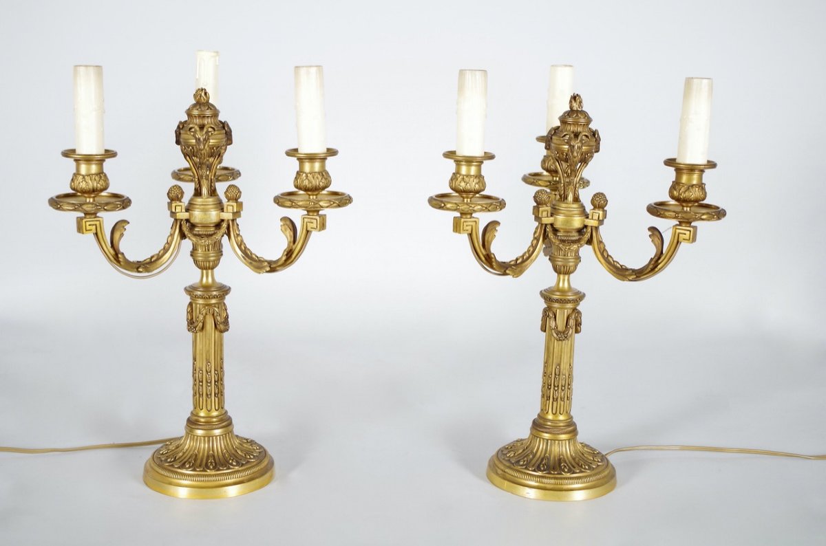 Candélabres Style Louis XVI Bronze Doré