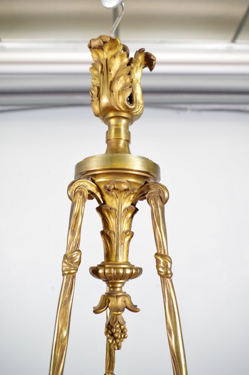 Lustre Style Louis XVI Bronze Doré-photo-3