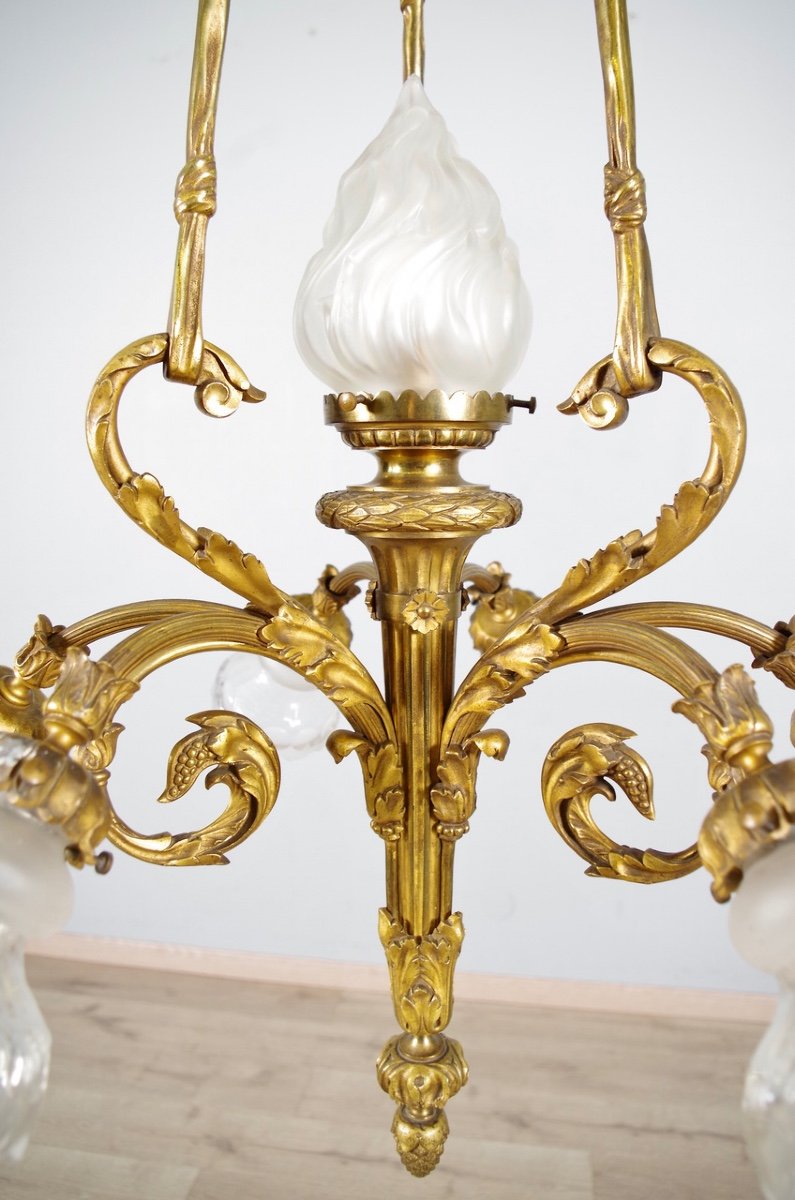 Louis XVI Style Gilt Bronze Chandelier-photo-2