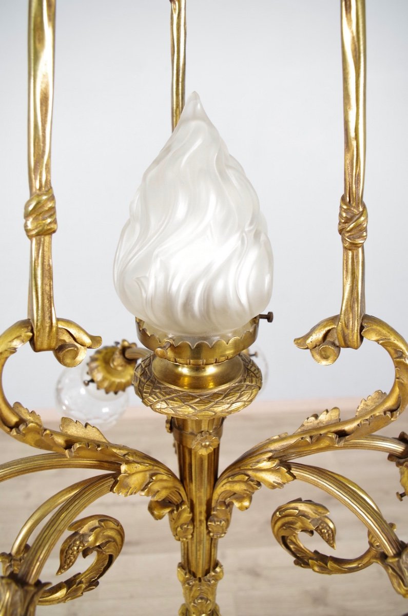 Louis XVI Style Gilt Bronze Chandelier-photo-4