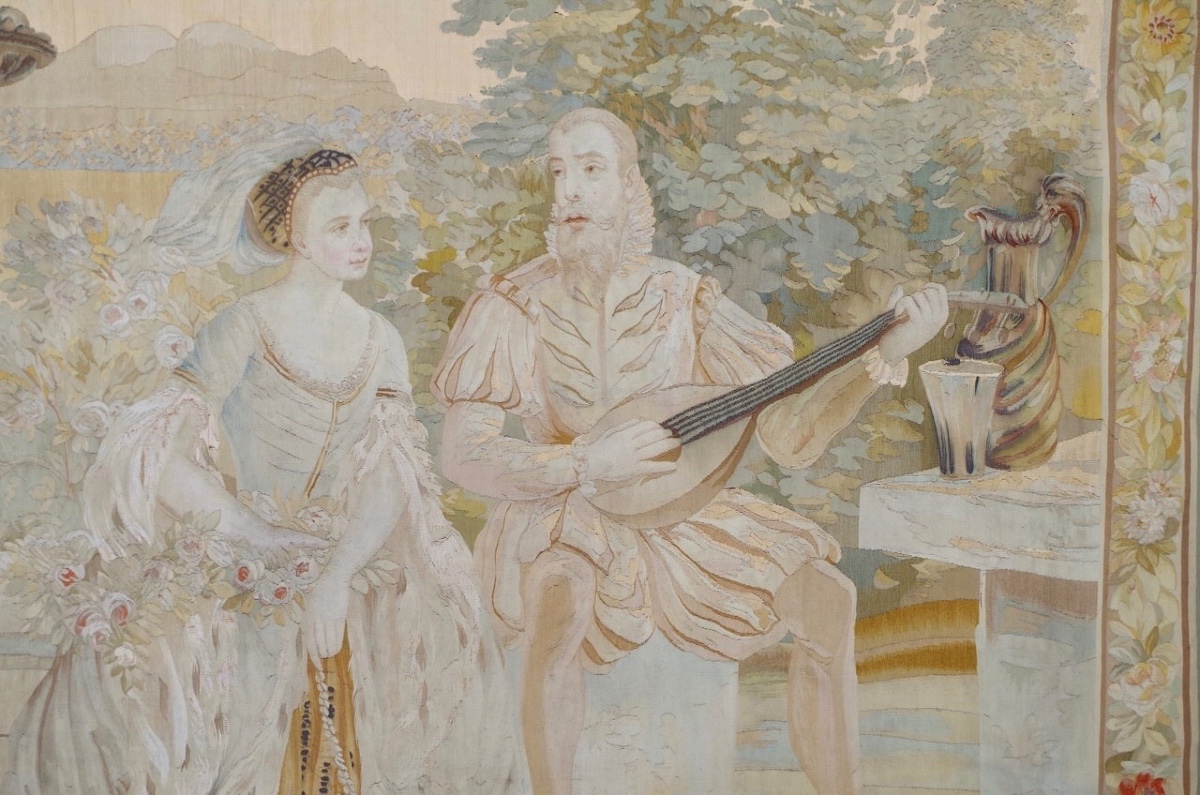 Tapisserie  de Beauvais - fête galante-photo-2