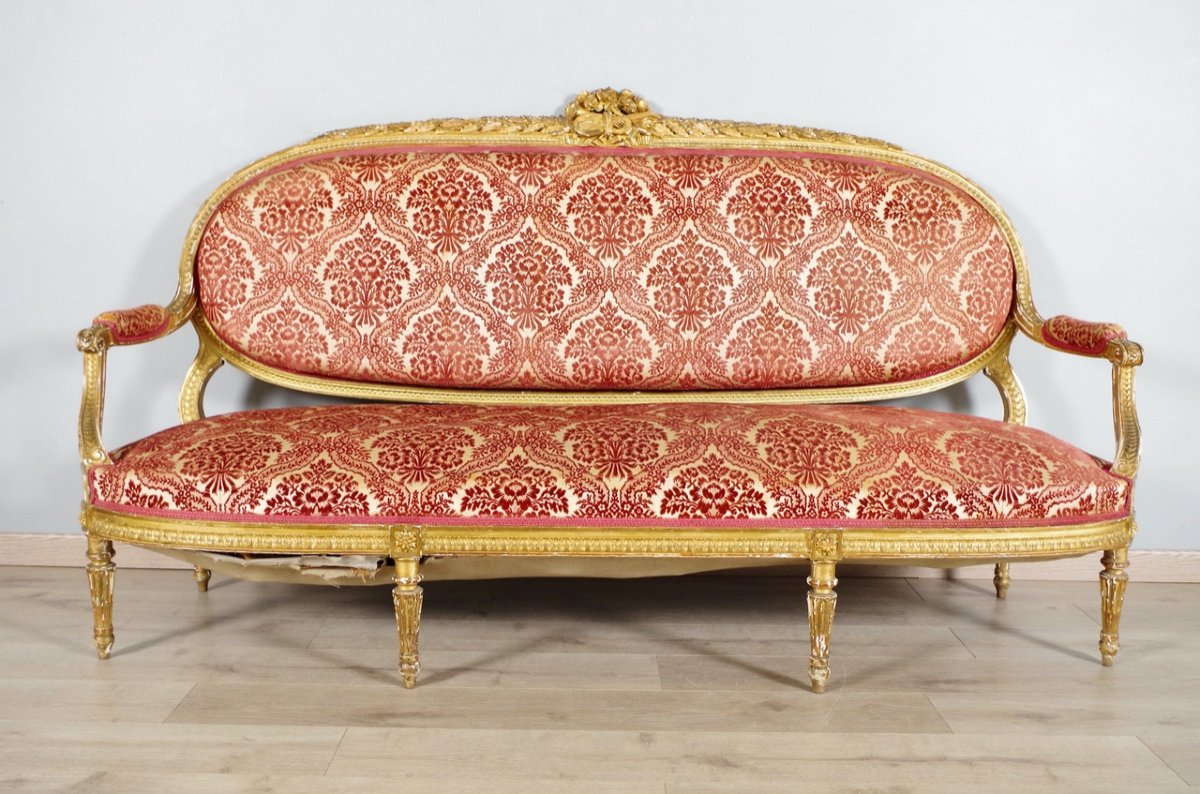 Louis XVI Style Living Room Golden Wood-photo-1