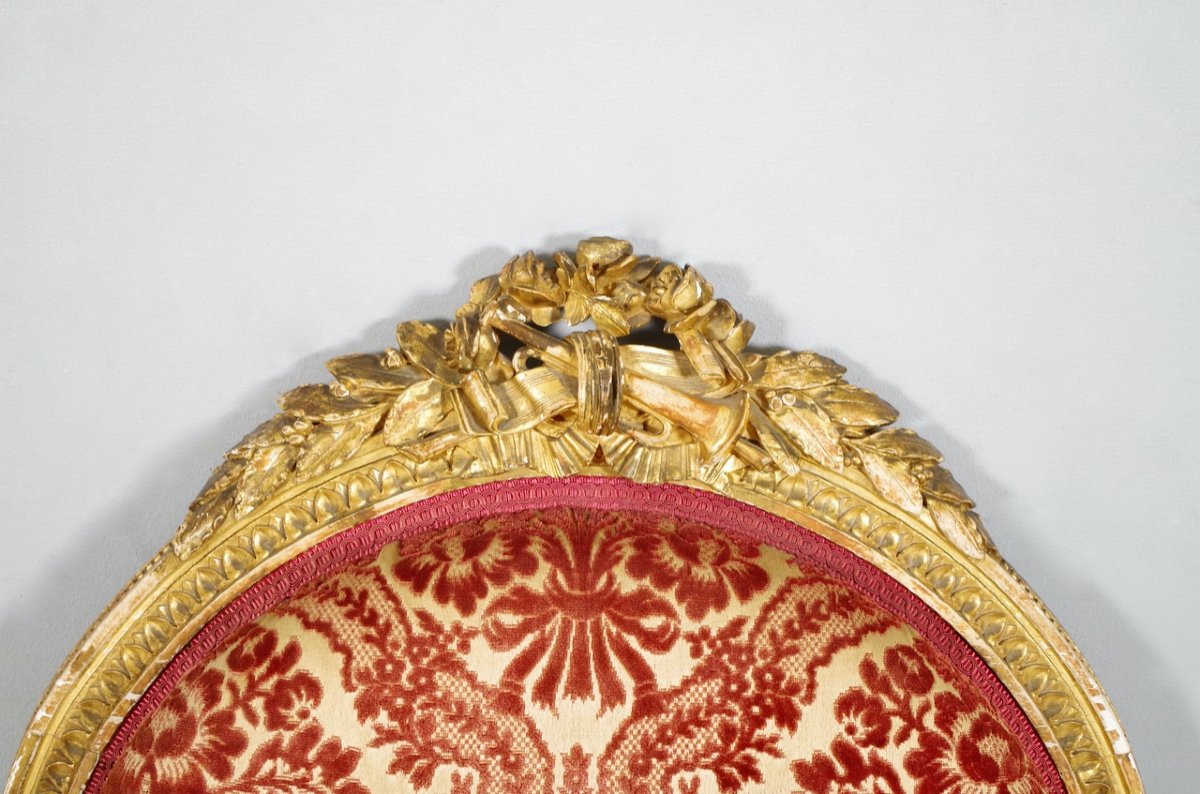 Four Armchairs Louis XVI Style Golden Wood-photo-8