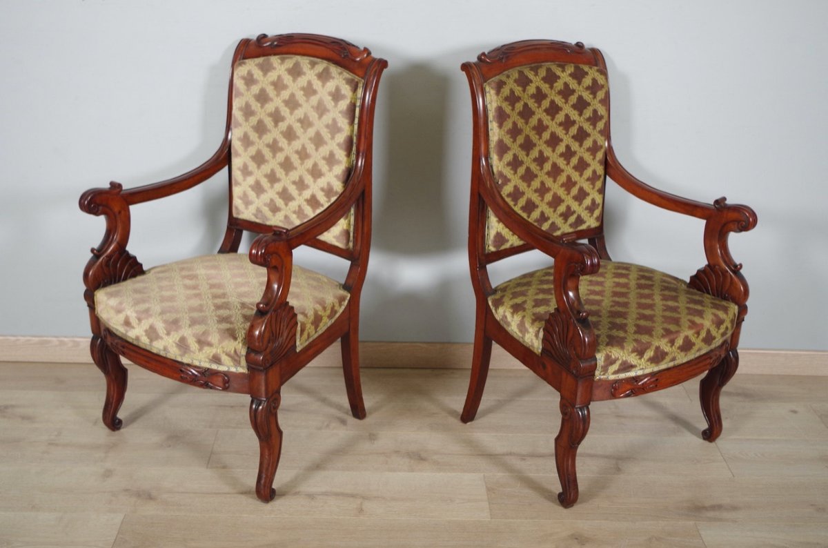 Four Armchairs Stamped Veuve Grange And Bétout-photo-2