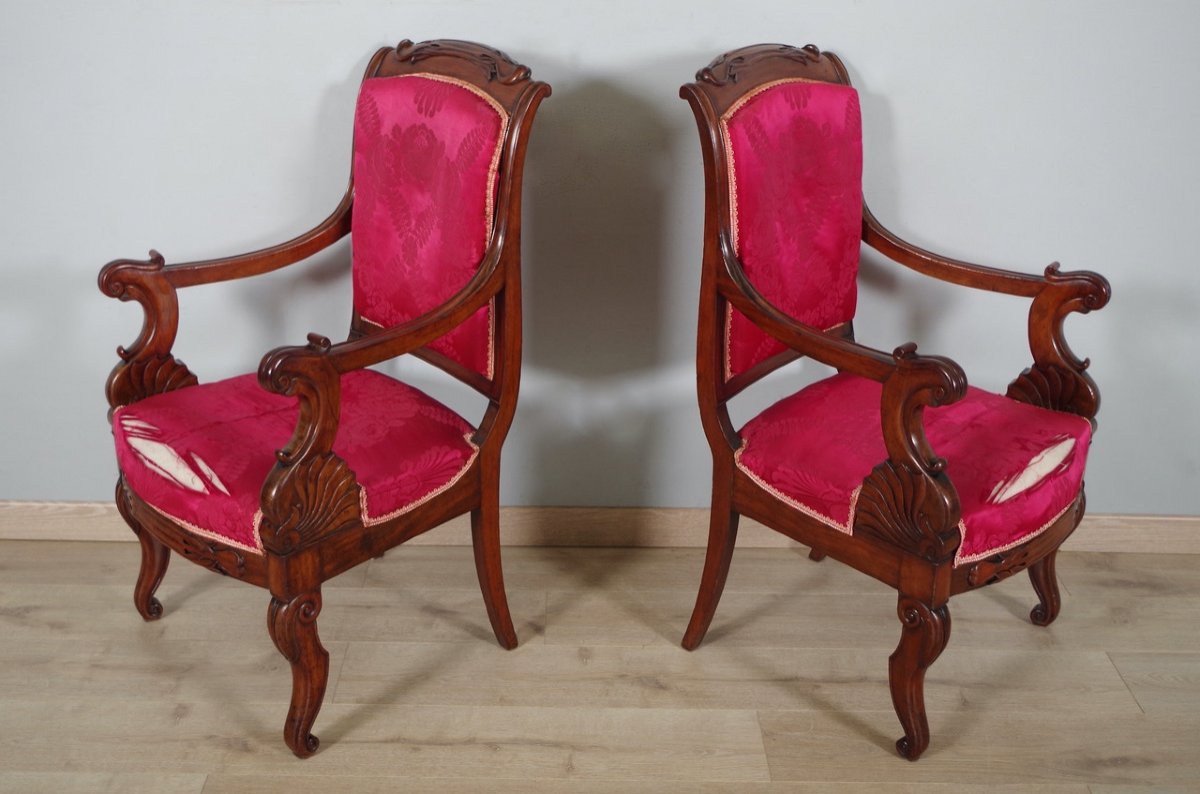 Four Armchairs Stamped Veuve Grange And Bétout-photo-3