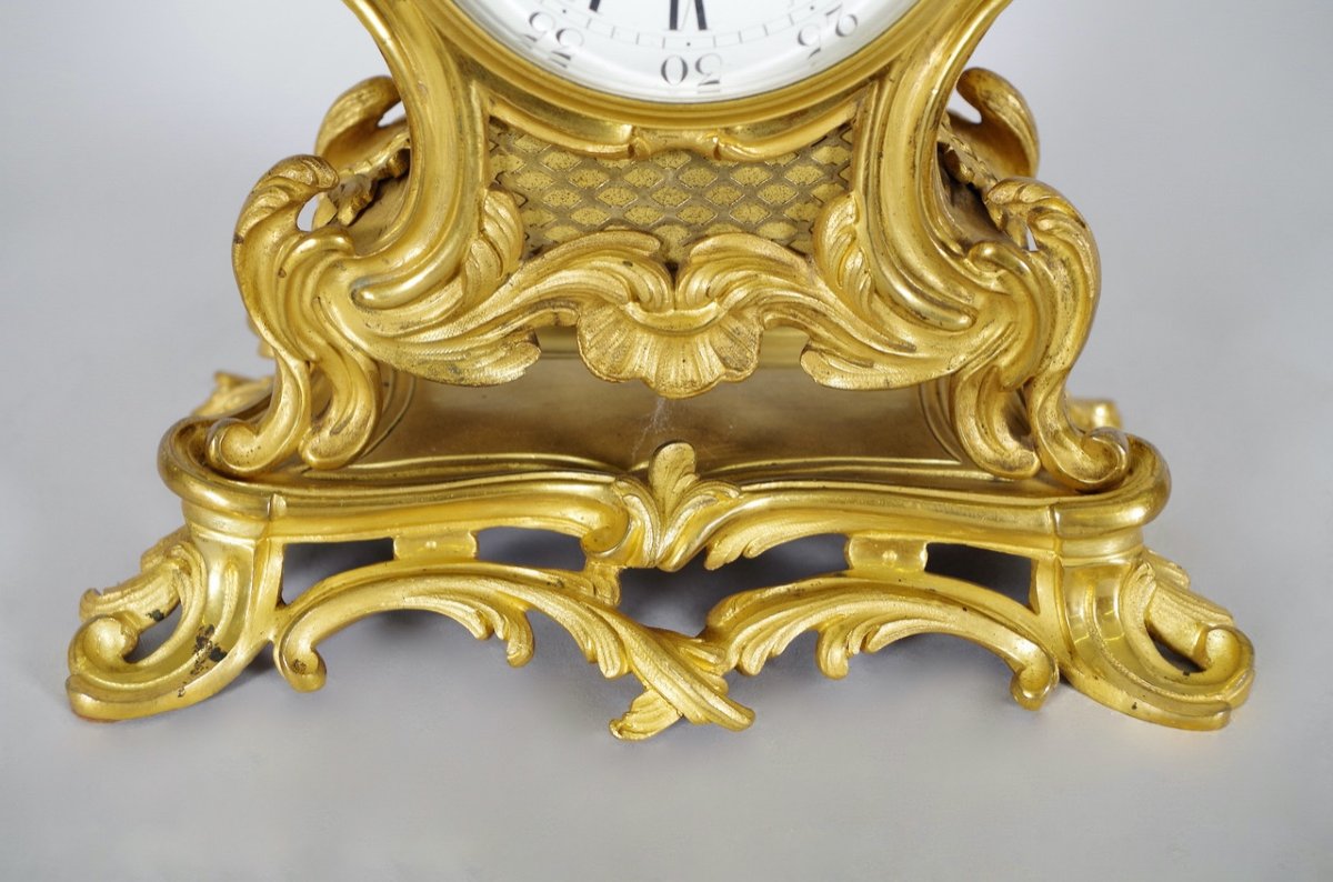 Pendule style Louis XV bronze doré-photo-4