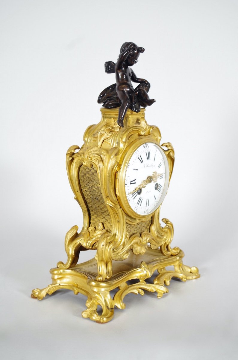 Pendule style Louis XV bronze doré-photo-4