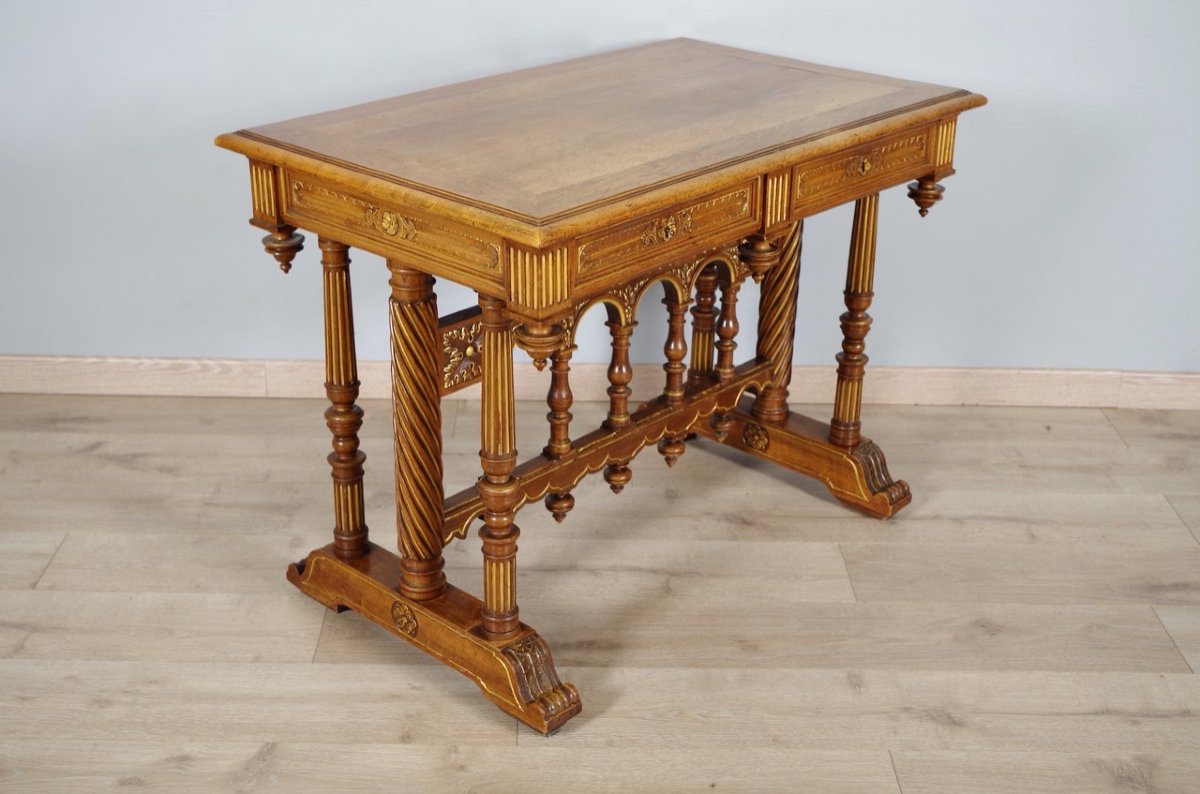 Renaissance Style Desk Signed Dufin-photo-1