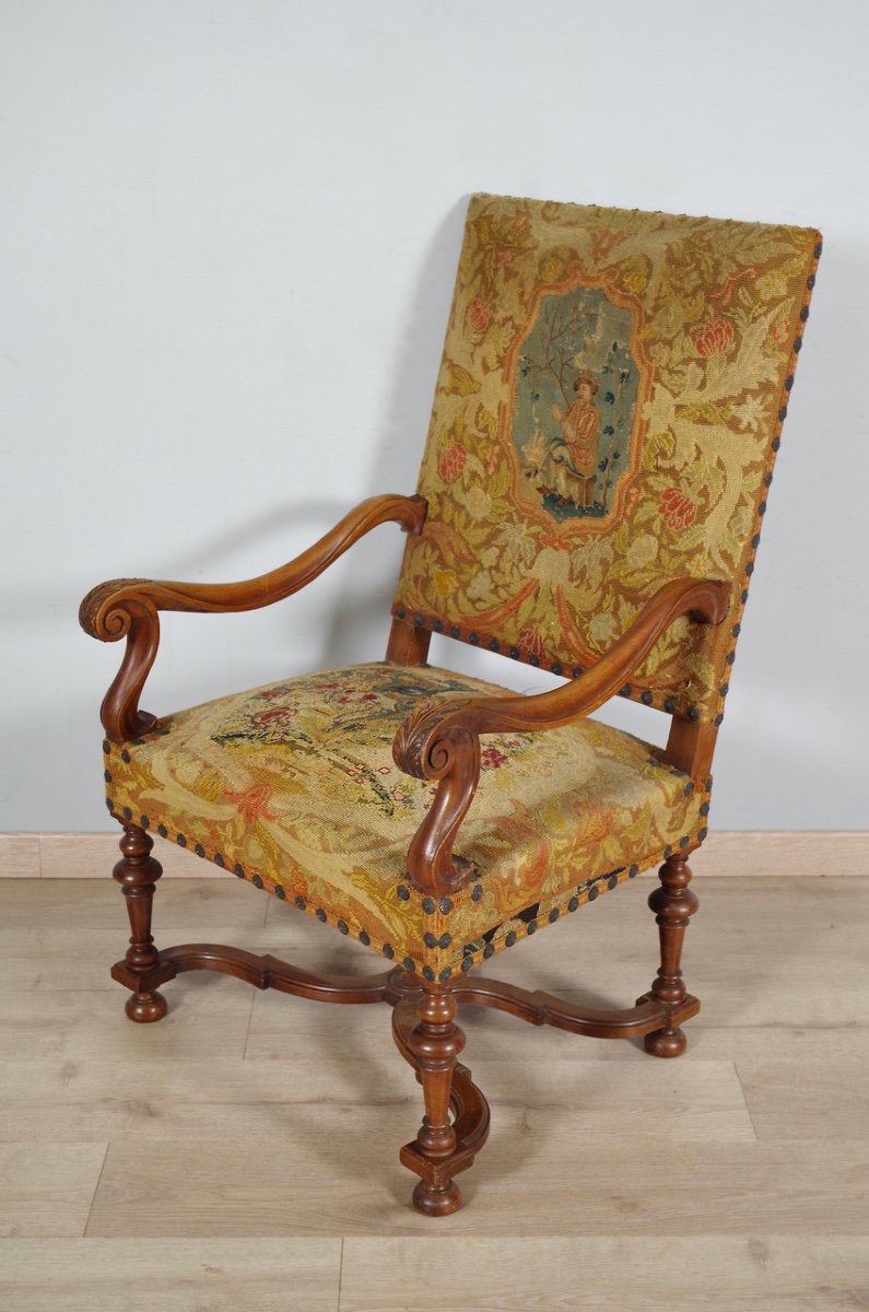 Fauteuil style Louis XIV petit point-photo-2