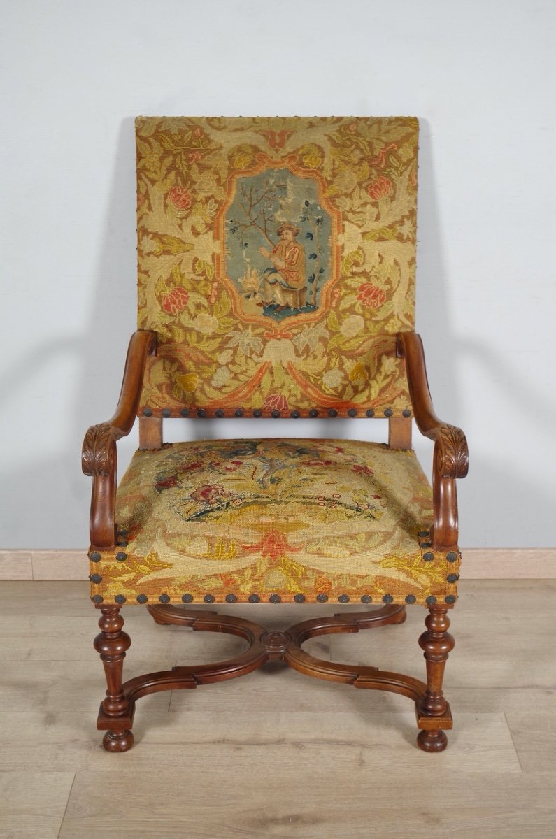 Fauteuil style Louis XIV petit point