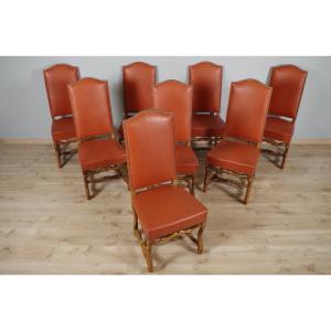 Huit chaises os de mouton style Louis XIII
