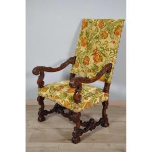 Louis XIV Style Armchair In Genoa Velvet