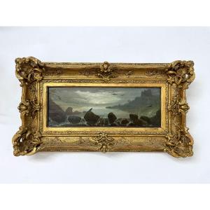 19th Century Framed Lake Landscape