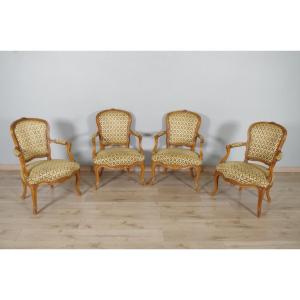 Four Louis XV Period Convertible Armchairs