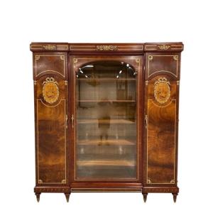 Louis XVI Style Bookcase With Gilt Bronze Marquetry