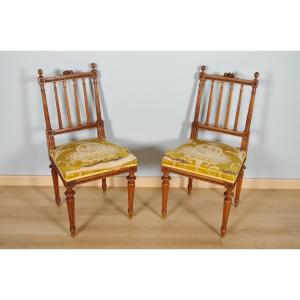 Pair Of Louis XVI Style Walnut Chairs 1900
