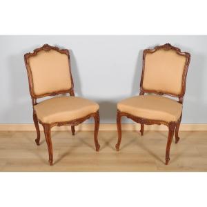 Pair Of Louis XV Style Walnut Chairs 1900