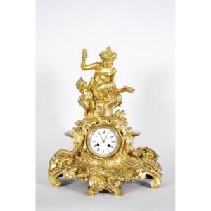 Napoleon III Gilded Bronze Clock