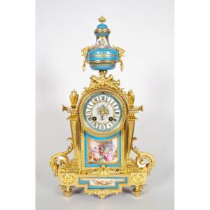 Louis XVI Style Gilt Bronze And Sèvres Style Porcelain Clock