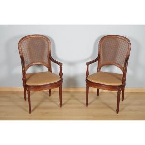 Mercier Frères In Paris: Pair Of Louis XVI Style Armchairs