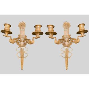 Pair Of Empire Period Wall Lights