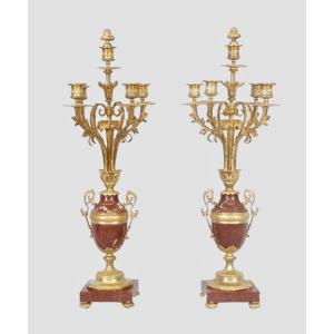 Paire de candélabres Napoléon III style Louis XVI