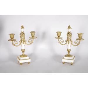 Paire de candélabres style Louis XVI