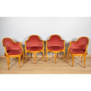 Four Louis XV Style Desk Armchairs