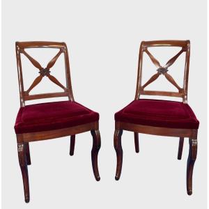 Paire de chaises Restauration en acajou - époque XIXe siècle