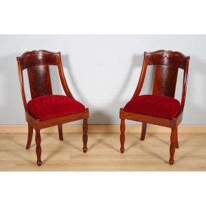 Paire de chaises Restauration en acajou - époque XIXe siècle
