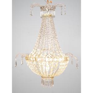 Lustre montgolfière en cristal, vers 1900