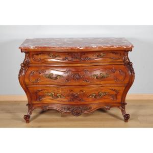 Louis XV-style Tomb Chest In Carved Walnut, Circa 1900