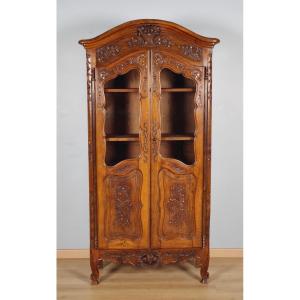Provençal Louis XV Bookcase In Carved Beech, Circa 1950