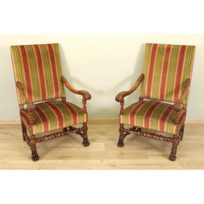 Pair Of Louis XIII Style Armchairs