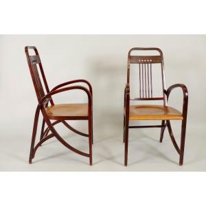 Joseph HOFFMANN (1878 - 1957) pour THONET : Paire de fauteuils 