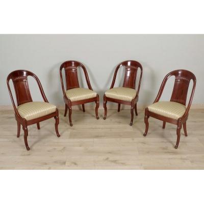 Suite Of Four Charles X Chairs Stamped Marcus And Jallot