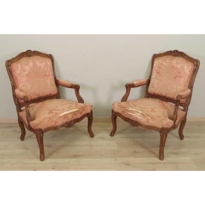 Paire De Fauteuils Style Louis XV