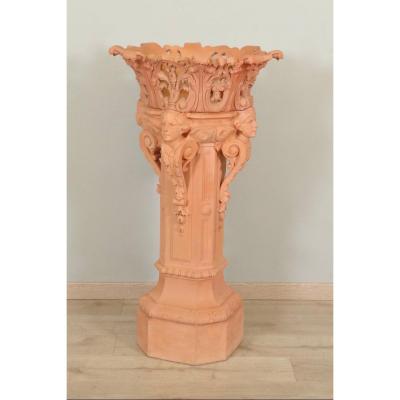 Column And Its Napoleon III Pot In Terracotta