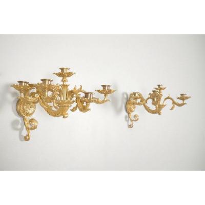 Pair Of Louis-philippe Gilt Bronze Wall Lights