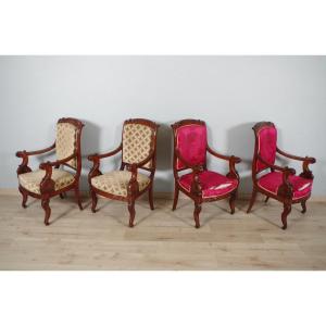 Four Armchairs Stamped Veuve Grange And Bétout