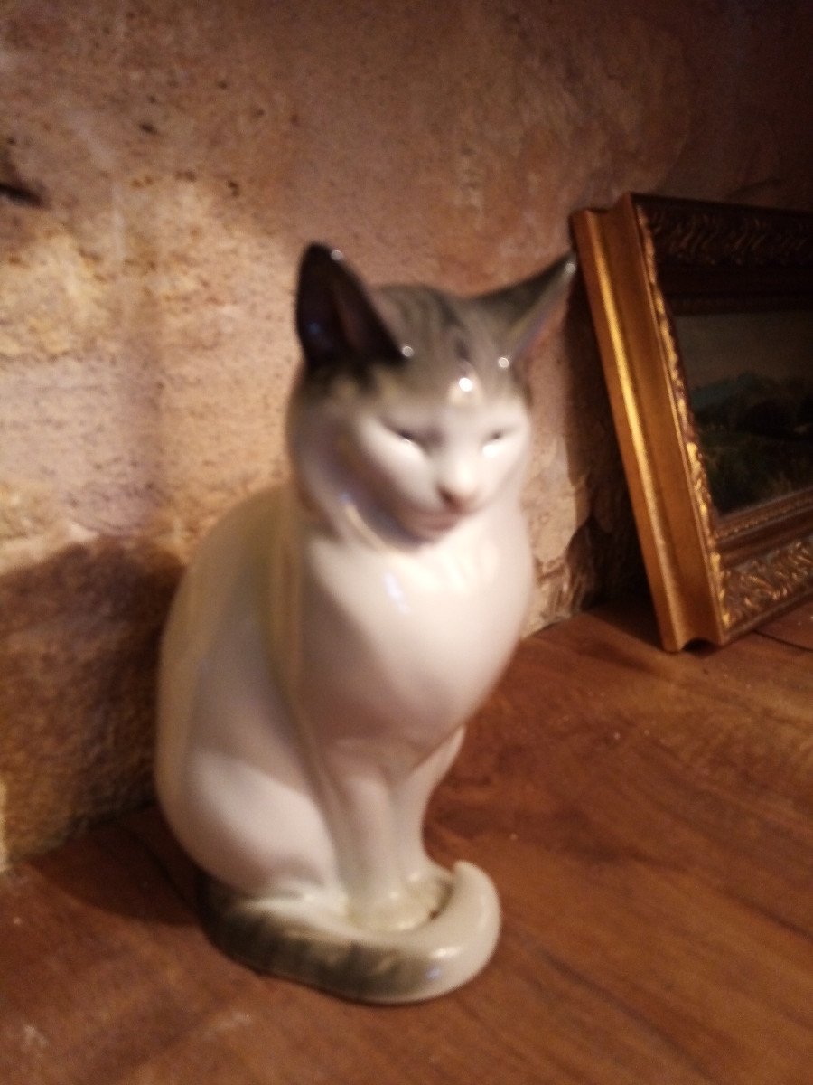 Chat art deco En Porcelaine De Limoges 