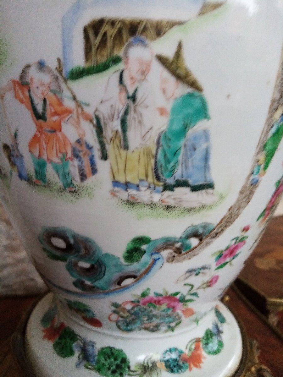 Vase Porcelaine De Chine Avec Bronzes-photo-3