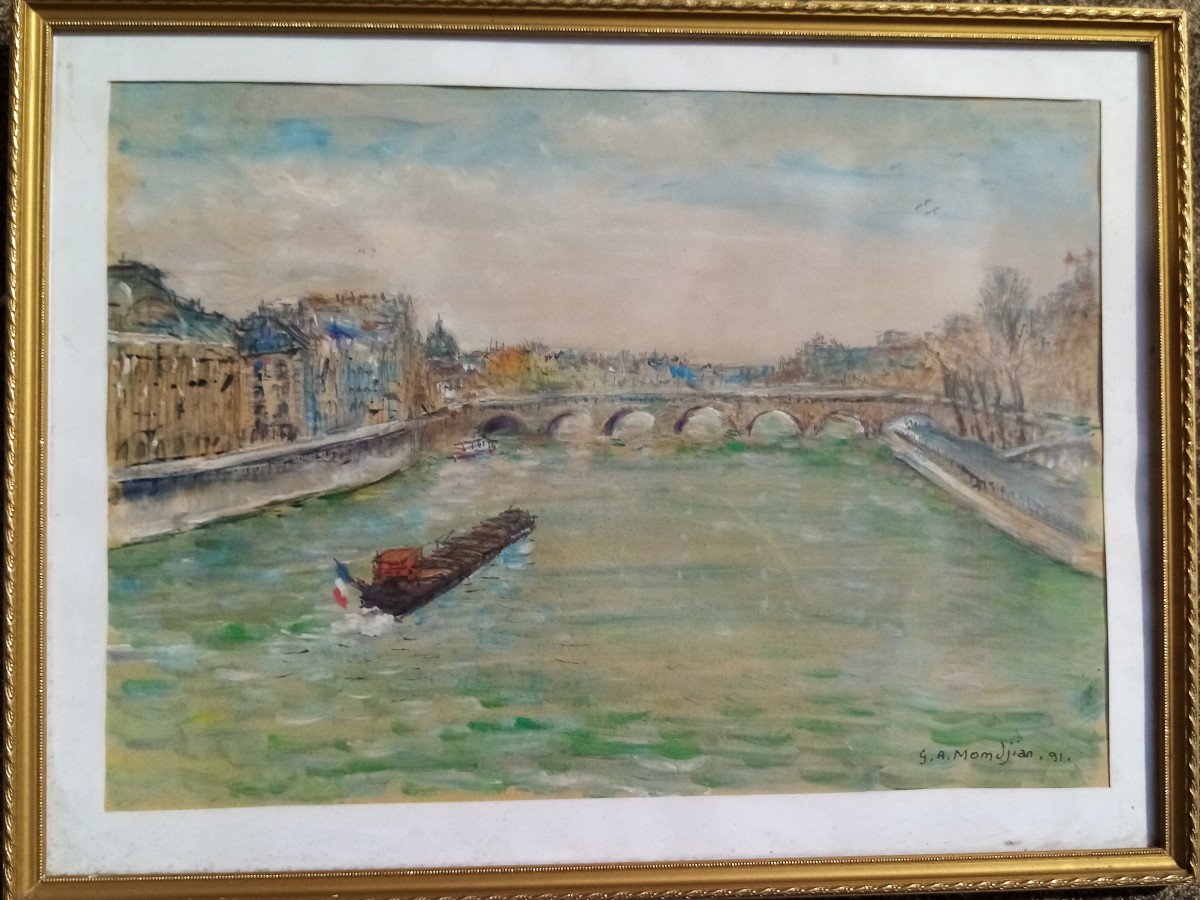 The Pont Neuf In Paris By Momdjian Armenian Painter