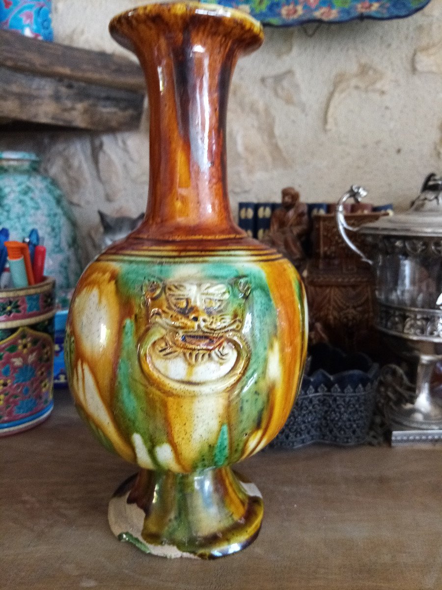 Enamelled Terracotta Vase China-photo-2
