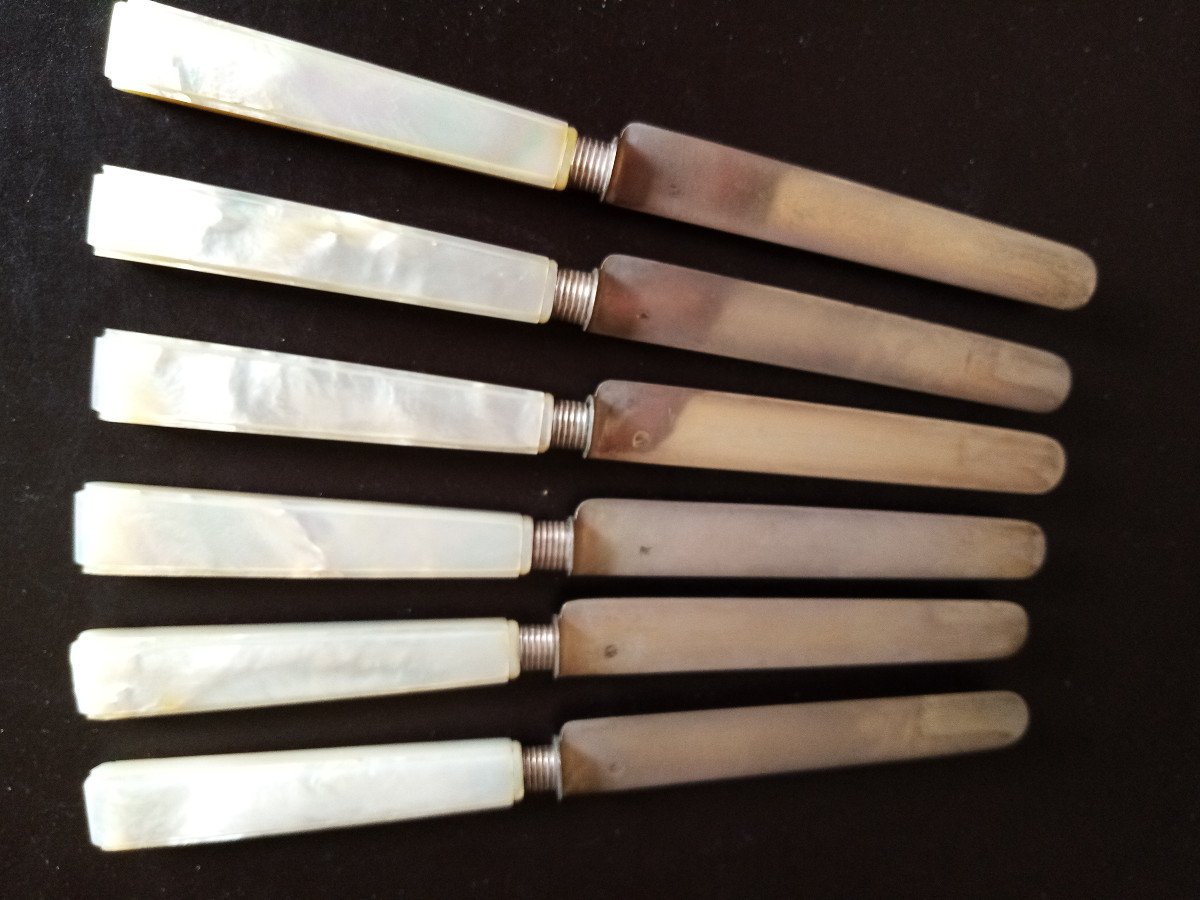 Mother-of-pearl And Sterling Silver Knives 