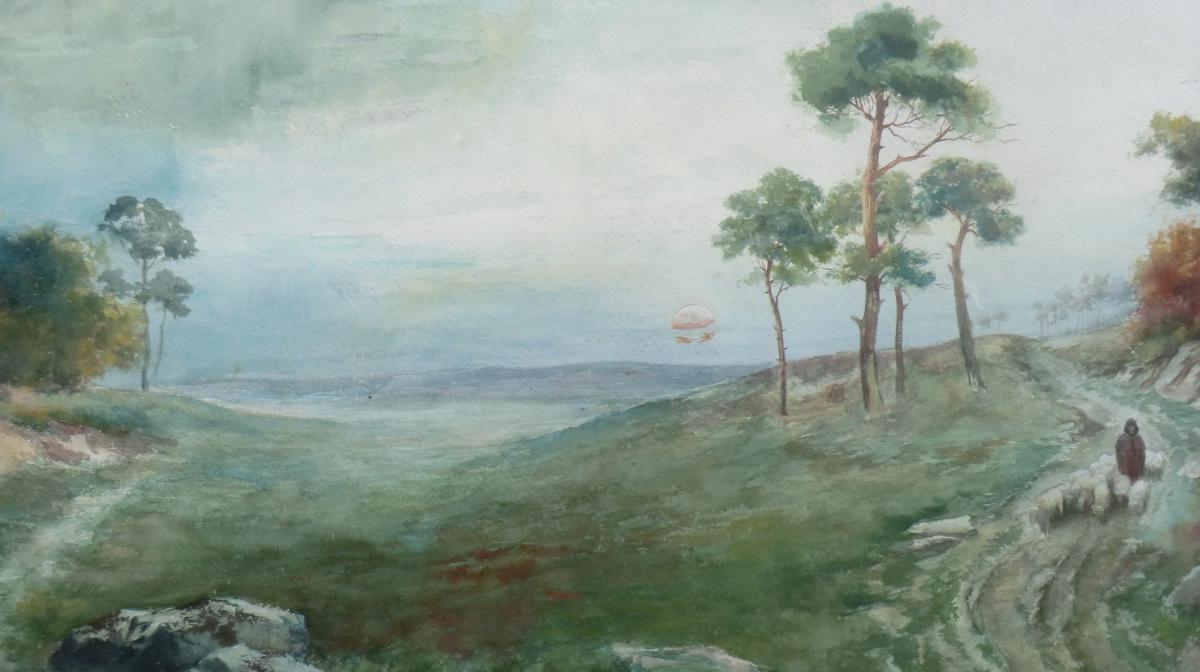 Grande Aquarelle Vue d'écosse Signée P Granet 1906-photo-3