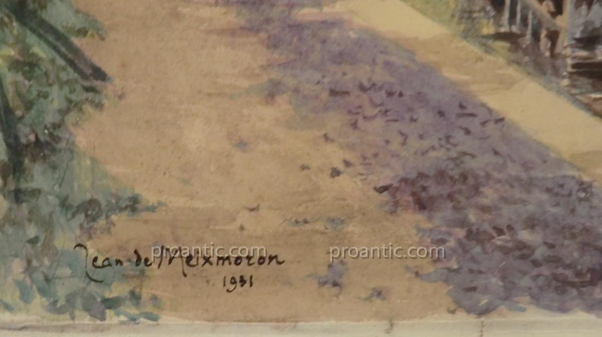 Aquarelle Signée  Jean De Meixmoron ecole de nancy lorraine  En 1931-photo-3