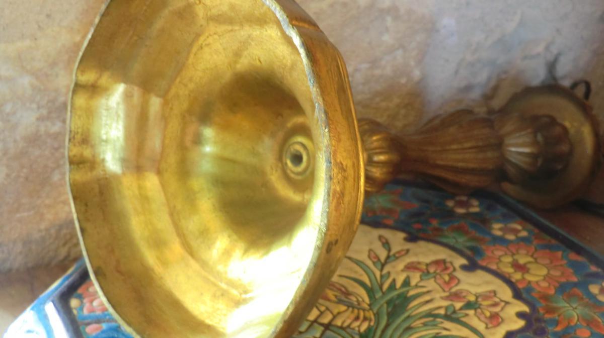 Candlestick Gilt Bronze Signed Cristophle-photo-2